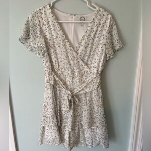 White and Blue Floral Mini Dress